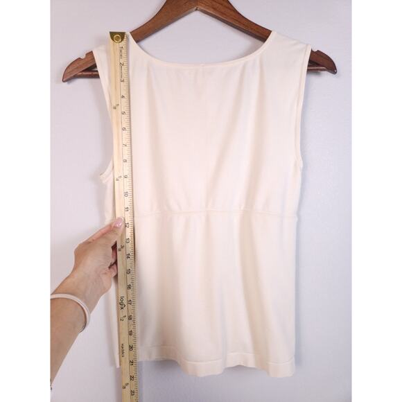 Wolford Tank Top Light Ivory Medium Basic Wrap Bust Slim Sleeveless Stretch - Picture 12 of 12